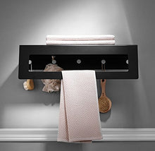 Dongyd Mensola in Alluminio per Bagno Nero, 2 portasciugamani da Parete con portasalviette con 5 Ganci