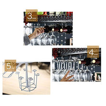 Portabottiglie sospeso Portabottiglie appendere con supporto vetro, supporto bottiglia vino parete industriale regolabile metallo a soffitto, mensola vino per cucina / bar / armadi, bianco Portabott
