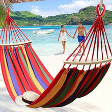 KANINO Amaca da Giardino, Amaca da Interno con Cuscino Gonfiabile e Borsa Portaoggetti, Amache Cotone Portatile per Giardino/Cortile/Spiaggia/Viaggio/Balcone (Rosso 200 x 150cm)