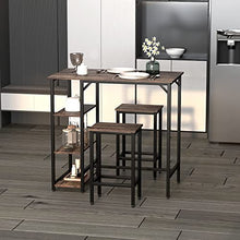 HOMCOM Set Tavolo Alto con 2 Sgabelli e Scaffale Stile Industriale in Metallo e Legno, Arredamento Moderno Bar e Cucina, Marrone Rustico