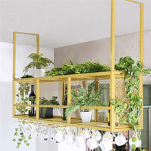 SBDLXY Grande portabottiglie da 47.2 ″, 59 ″ con Porta calici per Cucina, Sala da Pranzo, Bar o Cantina - Armadi per Vino con Decorazioni nordiche per soffitto a Parete - Telaio in Ferro Dorato