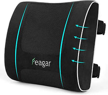 Feagar Cuscino Lombare Auto, Supporto Lombare Cuscini Schiena per Sedia Ufficio Divano Sedie Cucina, Cuscino Memory Foam Schienale Nero