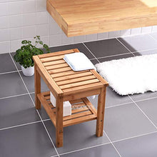 XIAOSHAN Sgabello da Bagno in Bambù Antiscivolo Due Strati Donne Incinte Vasca Da Bagno E Doccia Panca di Sicurezza Sedile Stile Giapponese Doccia Sgabello