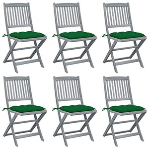 vidaXL Sedie da Giardino Pieghevoli 6pz con Cuscini in Massello Acacia