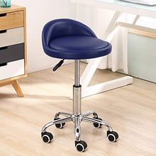 KKTONER Sgabello girevole con schienale in ecopelle Sgabello regolabile in altezza con ruote per la pittura Massaggio per tatuaggi SPA Sgabello da lavoro per negozio (Blu)