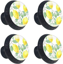 Foglie verdi gialle dipinte del limone Pomelli per Porta Set di 4 Pomelli per Mobili Manopole per Cassetti Cucina Armadio Vetro