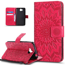 Huawei Y5 2017 custodia,Huawei Y5 2017 cover,goffratura mandala fiori girasole modello PU fold portafoglio in pelle Prem mium Flip Cover in ecopelle carta di credito titolari di ID per Huawei Y5 2017