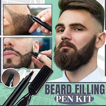 Filler barba nera,Matita riempire la barba,Penna riempire la barba,Penna riempire la barba a 4 punte impermeabile uomo Pennello morbido il viso Basetta baffi Forma riparazione Penna la ricrescita