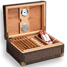 SCDZS Cigar Humidor Creativo di Sicurezza a Due Livelli a Quattro Zone Mat Antico Modello casa Cigar Box 50 Sticks Cigar Humidor Box