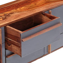 FAMIROSA Credenza Grigia 120x30x55 cm in Legno Massello di Sheesham