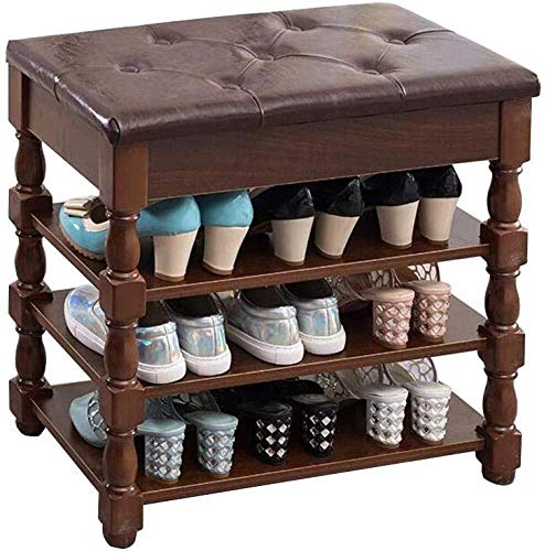 Del pattino tormenta solido Change legno Panca scarpe europea con l'ammortizzatore di sede Guardaroba imbottito poggiapiedi casa Pouf Ottomana, Carico massimo 300kg ( Color : B , Size : 60x35x57cm )