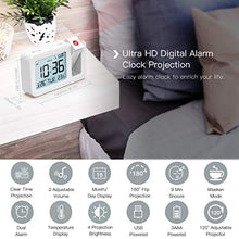 Sveglia Digitale, TedGem Sveglia con Proiettore Sveglia Digitale da Comodin, 3,8 " LCD Number Clock 4 Luminosità, 9 Min Snooze, 2 Suoni Allarme, per Camera da Letto, Ufficio, Cucina (Bianco)