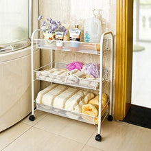 LYM &ripiano di stoccaggio Mensole da Cucina, mensole Multifunzione Rimovibili da Terra con Ripiani for Uso Domestico su Ruote -3 Strati Scaffale di Finitura