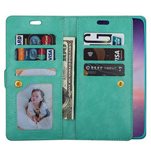 Artfeel Cover per Samsung Galaxy A71,Flip Portafoglio Custodia Verde Menta con 9 Slot per Schede,Premium Pelle Magnetico Supporto Stand Copertura con Cerniera Tasca e Cinturino Caso