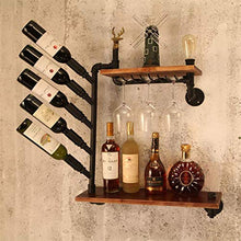 Portabottiglie Retro Loft Portabascensori per Vino Industriale Wind Parete a Sospensione a Vento a Vento Rack Bar contatore Legno stoccaggio scaffale scaffale flottante Porta Vini