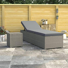 vidaXL Lettino Prendisole con Tavolino e Cuscino Foderato con Zip Robusto Elegante Regolabile Sdraio Telaio in Acciaio in Polyrattan Grigio