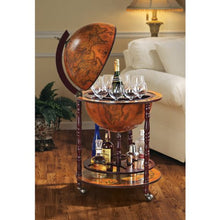 Design Toscano Mappamondo - replica italiana del sedicesimo secolo Mobile Bar dotato di rotelle, MDF e legno, seppia, 96,5 cm
