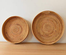 EBAYIN Organizzatore Immagazzinaggio Tessuto Cestino Portaoggetti in Rattan Seagrass Intrecciato a Mano Contenitori Contenitori Organizer Scaffali in Vimini La Camera Letto,35 * 6cm