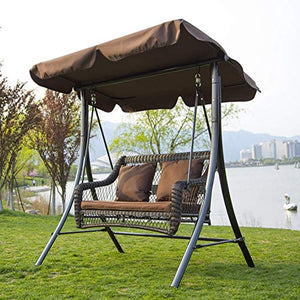 ZDYLM-Y Dondolo da Giardino con Tettuccio 2 posti Seat Swing con Load Parasole Altalena da Giardino Panchina, per Esterno, terrazzo