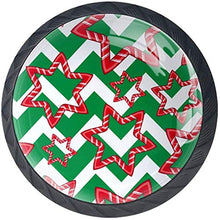 Candy Christmas Star Verde Bianco Zigzag Pomelli per Porta Set di 4 Pomelli per Mobili Manopole per Cassetti Cucina Armadio Vetro