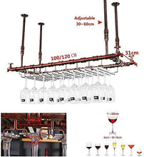 FYHH-JZHY Scaffali Galleggianti Portabicchieri Industriale Retr貌 Portabicchieri da Appendere Portabicchieri Portabottiglie Capovolto Appendiabiti da Tavolo Portabottiglie Portabottiglie, 100Cm, 100Cm