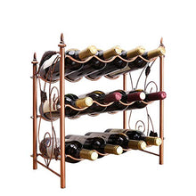 LHQ-HQ 3 Strati Wine Rack impilabile Wine Rack Moderna Grape Design Free-Standing Metallo 12 Bottiglia di Vino Rack di stoccaggio Wine Rack 42x23x46.5cm