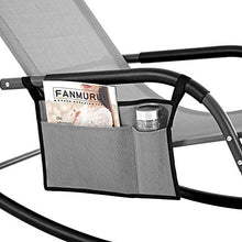 SONGMICS Sedia da Giardino, Lettino Prendisole, Sdraio a Dondolo con Poggiatesta e Taschina Laterale, Struttura in Ferro, Teslin Traspirante, Confortevole, Max Portata 150 kg, Grigio GCB23GY