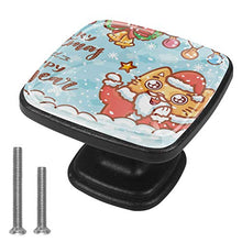 Merry Christmas Ginger cat carattere neve Pomelli per Porta Set di 4 Pomelli per Mobili Manopole per Cassetti Cucina Armadio Vetro