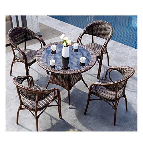 HLZY Tavolo in Vimini in Rattan mobili in Patio e Set Sedia, Arredamento per Esterni Ratan Patio Furniture Set Patio Conservatorio Indoor Outdoor Table Table Table Patio Conversazione all'aperto