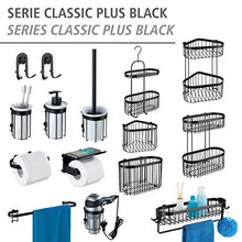WENKO Scaffale da Parete a 2 Ripiani Classic Plus Black con Protezione antiruggine di Alta qualità, Nero, 26,5 x 33 x 14,5 cm