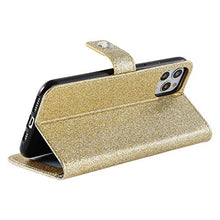 Saceebe Compatibile con iphone 11 Pro 5.8 Custodia pelle Glitter Cover a libro Glitter Diamante Strass Flip Case [Custodia corona perla farfalla] Rhinestone Portafoglio Pelle Cover Morbido,oro