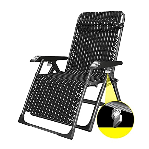 Lettini Prendisole Pieghevoli Sedia Sdraio Reclinabile Heavy Duty | Sedia da Giardino Reclinabile a Righe Nere con Poggiapiedi | Sedie a Sdraio con Tazza