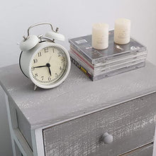 Rebecca Mobili Comodino decapato, cassettiera 3 cassetti, Legno Paulownia, Shabby, Bianco Grigio, Camera Bagno - Misure: 54 x 35 x 30 cm (HxLxP) - Art. RE4302