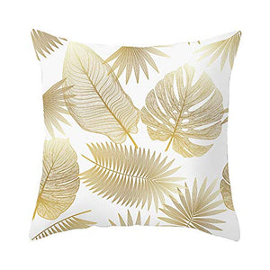 ARNTY Federa per Cuscino 45x45cm, Federa Copri Cuscino Decorativo Caso Stampa Floreale Divano Letto Home Bed(Foglie d'oro02, Velluto)