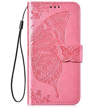 Saceebe Compatibile con Huawei Mate 10 lite Custodia pelle Cover a libro Portafoglio Flip Case [Custodia in pelle goffrata con fiori e farfalle con cordino] anteriore e posteriore Bumper Case,rosa