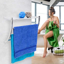 Relaxdays Mensola Portasciugamani, da Muro, in Acciaio Cromato, 3 Aste e Ripiano, da Bagno, HLP: 43x56x23 cm, Argentato