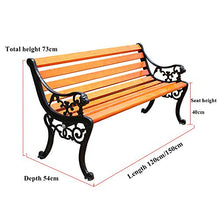 Terrazza panchina all'aperto del parco, Panca a doghe in legno per balcone giardino con schienale e braccioli, Struttura in ghisa e sedili in legno massello anticorrosivo, portici sedie d'ingresso