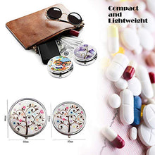 AUHOTA Decorativo Comodo Portapillole Rotondo in Metallo, Porta Pillole Giornaliero Tascabile Piccolo 3 Scomparti, da Viaggio per Medicine (60mm,4 Stiles)