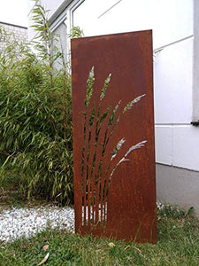 Zen Man 031912 - Paravento da giardino in metallo arrugginito, 1 mm, decorazione da giardino, in acciaio INOX, altezza 125 x 50 cm