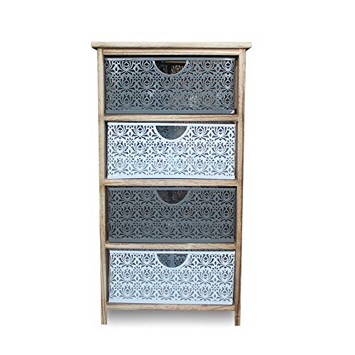 Il Gruppone Mobiletto multiuso per bagno, camera da letto e ingresso misura 43x32x76 cm con 4 cassetti mod Martin