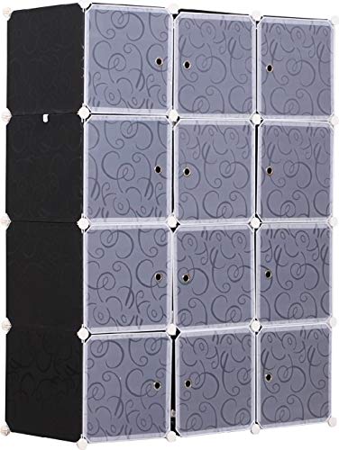 DecHome HOMCOM - Armadio Guardaroba 111x47x145 cm, Colore Nero/Bianco