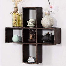 Semplicità Elegante Scaffale a Muro Scaffalature Sospese Scaffali Reticolari in Legno Massello Impermeabile Resistente e Robusto Salva Spazio Cuscinetto Forte, HJJ, Paulownia bruciato, 53x13x53cm