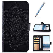 URFEDA Pelle Libretto Custodia Compatibile con Galaxy M31 Cover Libretto Portafoglio 3D Girasole Fiore Di Mandala Case Antiurto Cover Silicone Morbido Custodia Magnetico Taccuino Flip Custodia Nero