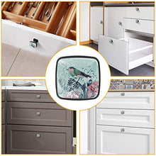 Set di 4 pezzi con maniglia quadrata per armadio da cucina, credenza, cassettiera, cassettiera, con viti, per cucina, comò, armadietto, bagno, armadio, rose con uccelli e fiori floreali