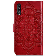 Robinsoni Custodia Compatibile con Samsung Galaxy A70 Cover Portafoglio Custodia Libro Flip Caso Pelle PU Antiurto Case Taccuino Cover Libretto Retro Caso Magnetica Case con Diamante Mandala, Rosso
