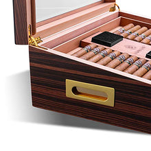 FxsD Cigar Box, Piano Dipinta Texture Trasparente Glass Window, Professionale Insect-Proof Melanzana, Legno di Cedro, Sigaro umidificatore, con igrometro e umidificatore ## (Color : A)