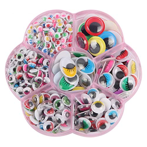STOBOK 5-15Mm Googly Wiggle Eyes con Ciglia in Plastica Autoadesiva Fai da Te Occhi Perline per Decorazioni per Bambole Progetti Scolastici Giocattolo di Pasqua (Colorato)
