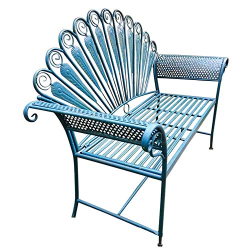 Panchina per terrazza da parco Panchine per il tempo libero da esterno, Panchina da giardino in ghisa resistente alle intemperie e antiruggine con schienale e braccioli, Panchina decorativa retrò per