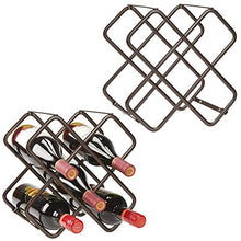 mDesign Set da 2 Portabottiglie in metallo – Bellissimo scaffale per bottiglie di vino per 10 bottiglie in totale – Organizer in metallo da appoggio per bottiglie di vino e altro – bronzo