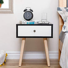 Comodini Camera con Cassetti,Set 2 Moderni Tavolini Laterale, tavolino per Divano, Organizer per Camera da Letto, Conservazione per Soggiorno (Nero e Bianco, 40 x 30 x 50 CM)